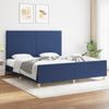 Cama Matrimonial | Cama Para Adultos | Estructura De Cama Con Cabecero De Tela Azul 180x200 Cm Cfw60526