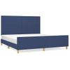 Cama Matrimonial | Cama Para Adultos | Estructura De Cama Con Cabecero De Tela Azul 180x200 Cm Cfw60526