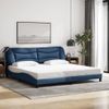 Cama Matrimonial | Cama Para Adultos | Estructura De Cama Con Cabecero De Tela Azul 200x200 Cm Cfw887919