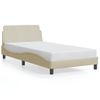 Cama Para Adulto | Cama Individual | Estructura De Cama Con Cabecero De Tela Color Crema 100x200 Cm Cfw898973