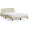 Cama Matrimonial | Cama Para Adultos | Estructura De Cama Con Cabecero De Tela Color Crema 120x200 Cm Cfw846169