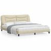 Cama Matrimonial | Cama Para Adultos | Estructura De Cama Con Cabecero De Tela Color Crema 180x200 Cm Cfw567658