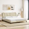 Cama Matrimonial | Cama Para Adultos | Estructura De Cama Con Cabecero De Tela Color Crema 180x200 Cm Cfw567658