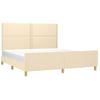 Cama Matrimonial | Cama Para Adultos | Estructura De Cama Con Cabecero De Tela Color Crema 180x200 Cm Cfw920062