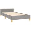 Cama Individual | Cama Para Adultos | Estructura De Cama Con Cabecero De Tela Gris Claro 100x200 Cm Cfw539703