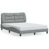 Cama Matrimonial | Cama Para Adultos | Estructura De Cama Con Cabecero De Tela Gris Claro 140x190 Cm Cfw395484