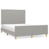 Cama Matrimonial | Cama Para Adultos | Estructura De Cama Con Cabecero De Tela Gris Claro 140x200 Cm Cfw65700