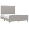 Cama Matrimonial | Cama Para Adultos | Estructura De Cama Con Cabecero De Tela Gris Claro 140x200 Cm Cfw65700