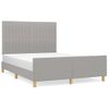 Cama Matrimonial | Cama Para Adultos | Estructura De Cama Con Cabecero De Tela Gris Claro 140x200 Cm Cfw160638