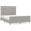 Cama Matrimonial | Cama Para Adultos | Estructura De Cama Con Cabecero De Tela Gris Claro 140x200 Cm Cfw627231