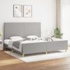 Cama Matrimonial | Cama Para Adultos | Estructura De Cama Con Cabecero De Tela Gris Claro 200x200 Cm Cfw995793