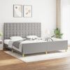 Cama Matrimonial | Cama Para Adultos | Estructura De Cama Con Cabecero De Tela Gris Claro 200x200 Cm Cfw96096