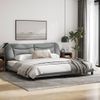 Cama Matrimonial | Cama Para Adultos | Estructura De Cama Con Cabecero De Tela Gris Claro 200x200 Cm Cfw296576