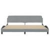 Cama Matrimonial | Cama Para Adultos | Estructura De Cama Con Cabecero De Tela Gris Claro 200x200 Cm Cfw339007