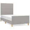 Cama Individual | Cama Para Adultos | Estructura De Cama Con Cabecero De Tela Gris Claro 80x200 Cm Cfw537770