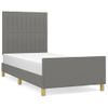 Cama Individual | Cama Para Adultos | Estructura De Cama Con Cabecero De Tela Gris Oscuro 100x200 Cm Cfw669326