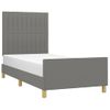 Cama Individual | Cama Para Adultos | Estructura De Cama Con Cabecero De Tela Gris Oscuro 100x200 Cm Cfw669326