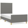 Cama Individual | Cama Para Adultos | Estructura De Cama Con Cabecero De Tela Gris Oscuro 100x200 Cm Cfw223340