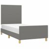 Cama Individual | Cama Para Adultos | Estructura De Cama Con Cabecero De Tela Gris Oscuro 100x200 Cm Cfw223340