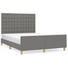 Cama Matrimonial | Cama Para Adultos | Estructura De Cama Con Cabecero De Tela Gris Oscuro 140x200 Cm Cfw44246