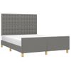 Cama Matrimonial | Cama Para Adultos | Estructura De Cama Con Cabecero De Tela Gris Oscuro 140x200 Cm Cfw44246