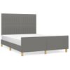 Cama Matrimonial | Cama Para Adultos | Estructura De Cama Con Cabecero De Tela Gris Oscuro 140x200 Cm Cfw553971