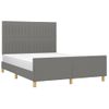 Cama Matrimonial | Cama Para Adultos | Estructura De Cama Con Cabecero De Tela Gris Oscuro 140x200 Cm Cfw553971