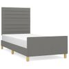 Cama Individual | Cama Para Adultos | Estructura De Cama Con Cabecero De Tela Gris Oscuro 80x200 Cm Cfw115926