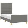 Cama Individual | Cama Para Adultos | Estructura De Cama Con Cabecero De Tela Gris Oscuro 80x200 Cm Cfw694238