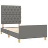 Cama Individual | Cama Para Adultos | Estructura De Cama Con Cabecero De Tela Gris Oscuro 80x200 Cm Cfw640908