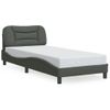 Cama Para Adulto | Cama Individual | Estructura De Cama Con Cabecero De Tela Gris Oscuro 90x200 Cm Cfw988251