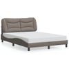 Cama Matrimonial | Cama Para Adultos | Estructura De Cama Con Cabecero De Tela Gris Taupe 140x190 Cm Cfw707226