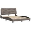 Cama Matrimonial | Cama Para Adultos | Estructura De Cama Con Cabecero De Tela Gris Taupe 140x190 Cm Cfw707226