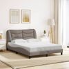 Cama Matrimonial | Cama Para Adultos | Estructura De Cama Con Cabecero De Tela Gris Taupe 140x190 Cm Cfw707226