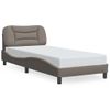 Cama Para Adulto | Cama Individual | Estructura De Cama Con Cabecero De Tela Gris Taupe 90x190 Cm Cfw188358