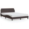 Cama Matrimonial | Cama Para Adultos | Estructura De Cama Con Cabecero De Tela Marrón Oscuro 120x200cm Cfw737014