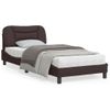 Cama Para Adulto | Cama Individual | Estructura De Cama Con Cabecero De Tela Marrón Oscuro 90x190 Cm Cfw799316