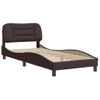 Cama Para Adulto | Cama Individual | Estructura De Cama Con Cabecero De Tela Marrón Oscuro 90x190 Cm Cfw799316