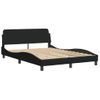 Cama Matrimonial | Cama Para Adultos | Estructura De Cama Con Cabecero De Tela Negro 120x200 Cm Cfw807213