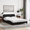 Cama Matrimonial | Cama Para Adultos | Estructura De Cama Con Cabecero De Tela Negro 140x190 Cm Cfw392316