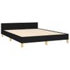 Cama Matrimonial | Cama Para Adultos | Estructura De Cama Con Cabecero De Tela Negro 140x200 Cm Cfw342785