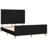 Cama Matrimonial | Cama Para Adultos | Estructura De Cama Con Cabecero De Tela Negro 140x200 Cm Cfw82271