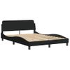 Cama Matrimonial | Cama Para Adultos | Estructura De Cama Con Cabecero De Tela Negro 140x200 Cm Cfw337518