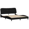 Cama Matrimonial | Cama Para Adultos | Estructura De Cama Con Cabecero De Tela Negro 160x200 Cm Cfw777183