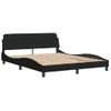 Cama Matrimonial | Cama Para Adultos | Estructura De Cama Con Cabecero De Tela Negro 160x200 Cm Cfw394724