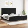 Cama Matrimonial | Cama Para Adultos | Estructura De Cama Con Cabecero De Tela Negro 180x200 Cm Cfw99361