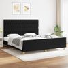 Cama Matrimonial | Cama Para Adultos | Estructura De Cama Con Cabecero De Tela Negro 180x200 Cm Cfw372727