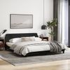 Cama Matrimonial | Cama Para Adultos | Estructura De Cama Con Cabecero De Tela Negro 180x200 Cm Cfw437236