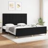 Cama Matrimonial | Cama Para Adultos | Estructura De Cama Con Cabecero De Tela Negro 180x200 Cm Cfw311501