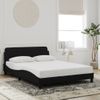 Cama Matrimonial | Cama Para Adultos | Estructura De Cama Con Cabecero De Terciopelo Negro 140x190 Cm Cfw403478